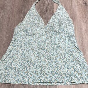 ⸻

💙🌿 J.Crew Blue Leaf Summer Halter Top – Breezy & Chic 🌿💙